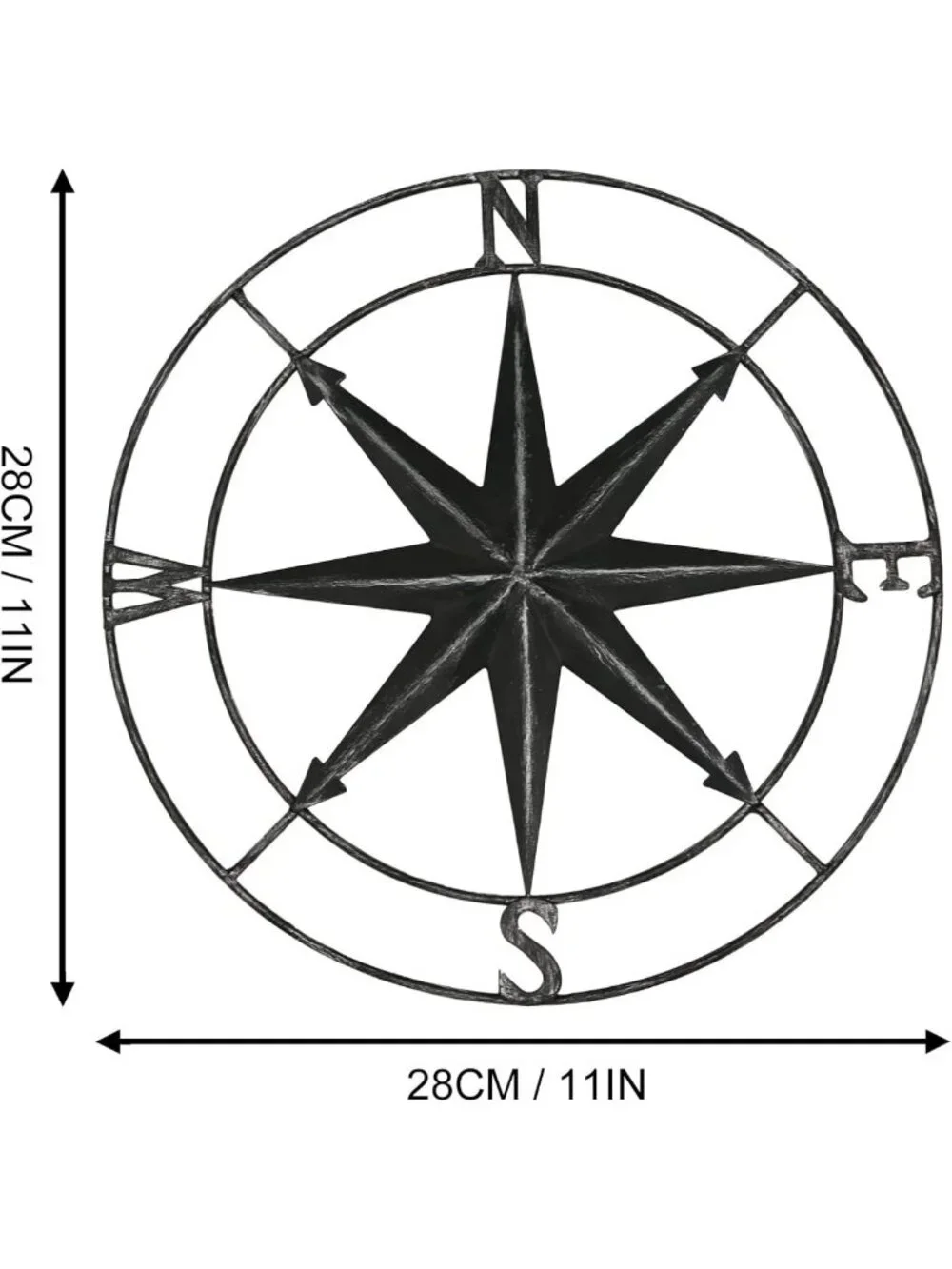 Round Metal Compass Wall Art - 11